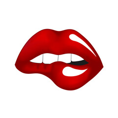 Sexy red lips isolated on white background, illustration.