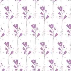 Fototapeta na wymiar Vector seamless pattern with leaves and twigs on a white colored background. Pattern for fashion and all hand-drawn style prints at your fingertips. Botanical pattern in trendy design style