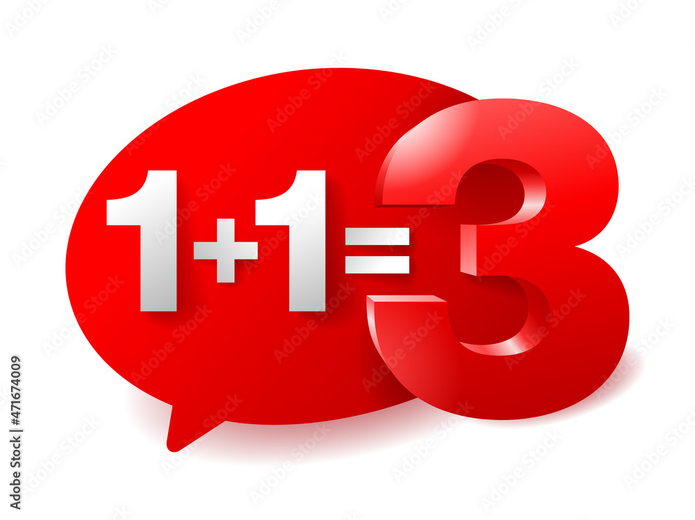 Poster 1 plus 1 is 3 badge - buy two but get three