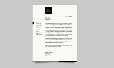 Corporate simple letterhead design template with black color