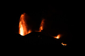 Cumbre Vieja / La Palma (Canary Islands) 2021/10/23 The five different lava vents from the Cumbre Vieja volcano eruption.