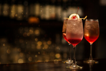 celebrate cocktail on blur bar background