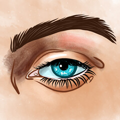Sketch of eye. Digital painting.