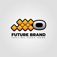 letter O modern futuristic abstract pixel vector logo design