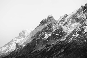 Fototapeta na wymiar View from patagonia, black and white mountains