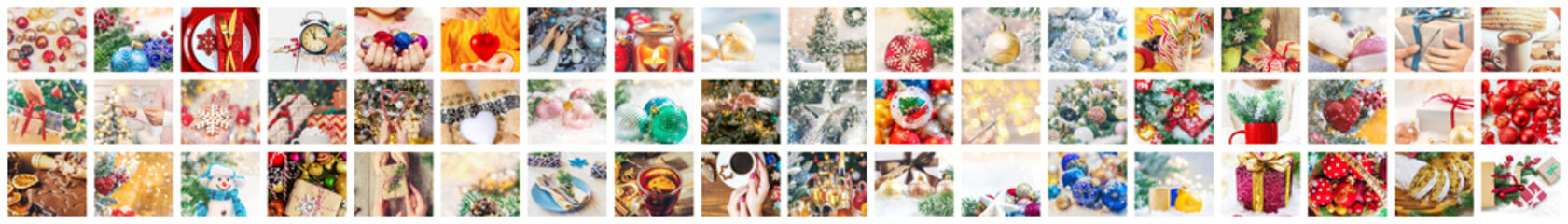 Collage with beautiful Christmas photos. Selective focus.