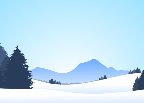 illustration of landscape in winter