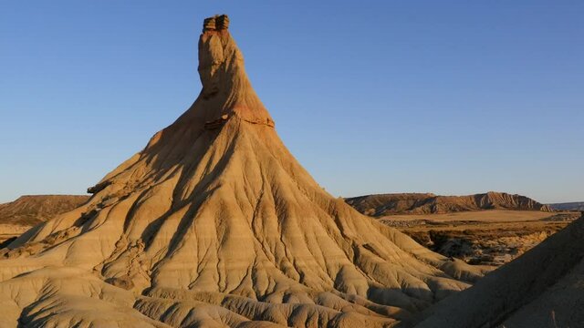Spain, Navarre, Arguedas, Bardenas Reales desert, natural park classified as Biosphere Reserve by UNESCO, Castil de Tierra, the emblematic fairy chimney