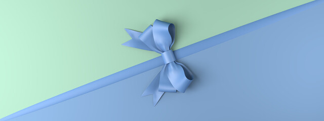 Background with minimal gift ribbon. 3D illustration. Copy space.