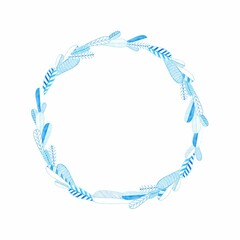 Set of differen blue silhouette round cartoon wreaths