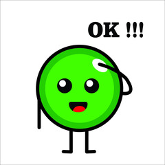 Green Smile Emoticon OK