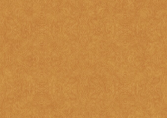 Fototapeta premium Hand-drawn unique abstract symmetrical seamless ornament. Light yellow on a darker yellow background, paper texture. Digital artwork, A4. (pattern: p03b)