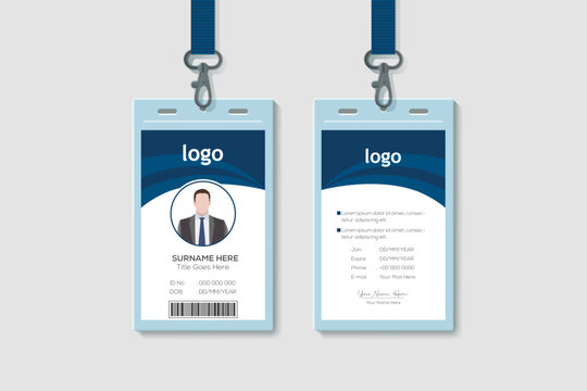 Abstract Vertical Double-sided Id Cards For Company Stuff. Flat Design Vector Illustration