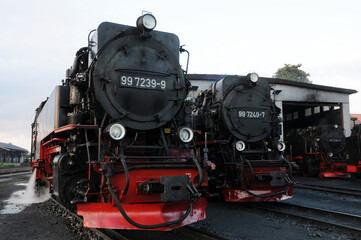 Fototapeta na wymiar Dampflokomotiven der Harzer Schmalspurbahn 