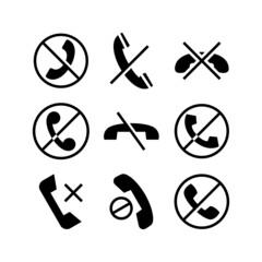 Disable Phone icon set isolated on white background