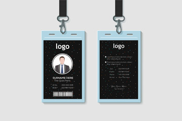 Simple Business  Office Vertical Double-sided ID Card Design Template. Flat Identity Card Design Vector Illustration