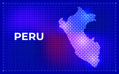 Peru Digital Map with glowing Dots and Technology background