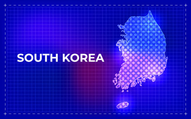 South Korea Digital Map with glowing Dots and Technology background