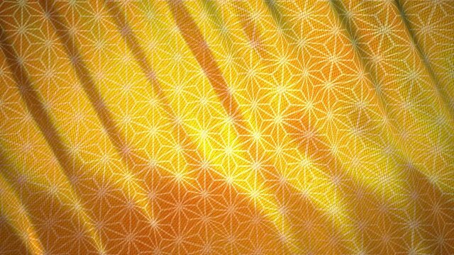 麻の葉　金　日本伝統文様　布揺れる　背景　ループ