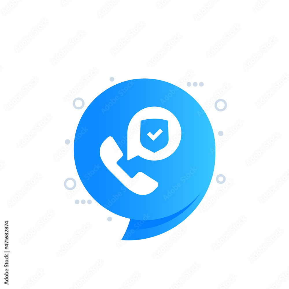 Poster secure call icon with a phone, vector