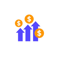income growth or growing profit vector icon