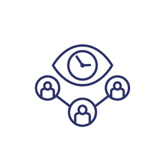 eye and clock, time tracking line icon