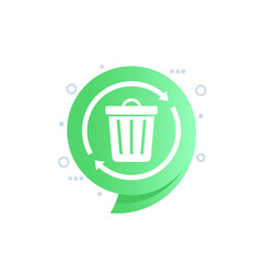 recycling waste icon with trash bin, vector
