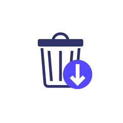 Reduce waste icon with a trash bin, vector