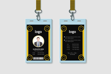 Creative Modern ID Card Template. Vertical Double-sided Flat Identity Card Design Vector Illustration