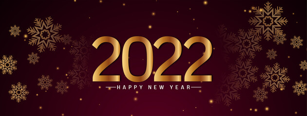 Happy new year 2022 golden text banner calendar design
