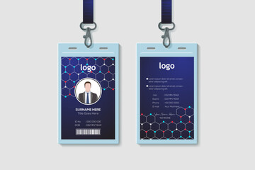 Technology Creative Shape Office Vertical Double-sided ID Card Design Template. Flat Identity Card Design Vector Illustration