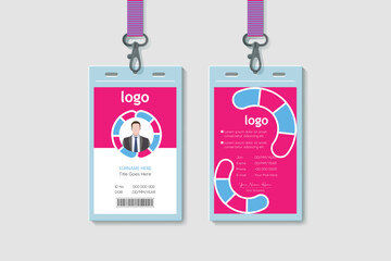 Technology Creative Shape Office Vertical Double-sided ID Card Design Template. Flat Identity Card Design Vector Illustration