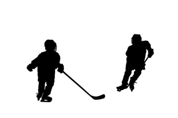 Silhouettes of hockey players