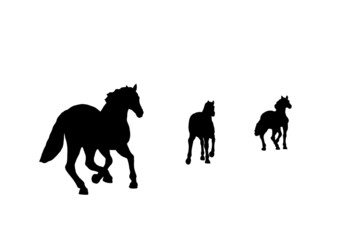 Running horses silhouettes