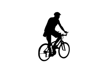 Silhouette of a man on a bicycle