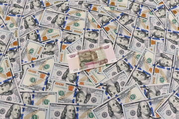 one hundred Russian rubles and us dollars