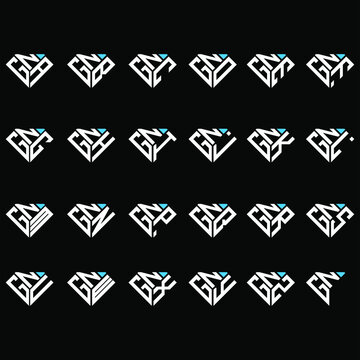 NGA to NGZ letter logo creative design, Multiple triple letter logo design