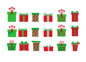 Colored Gift Boxes with Ribbon. Holiday gift box. Vector Vector illustration in flat style