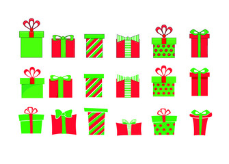 Colored Gift Boxes with Ribbon. Holiday gift box. Vector Vector illustration in flat style.
