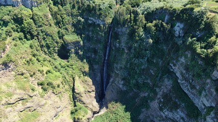 amazing waterfall in madeira, portugal