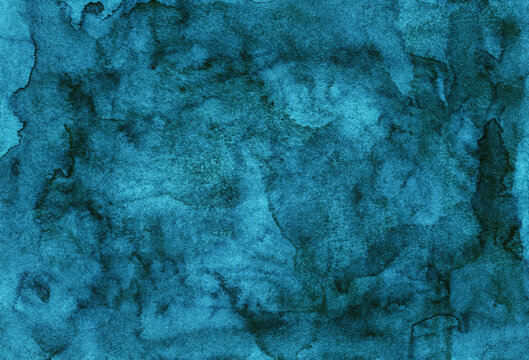 Watercolor blue, green, ocean colors  background texture hand painted. Vintage watercolor high resolution texture backdrop. Stains on paper. Turquoise water, ocean, river, sea color