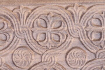 Sculpted Stone Fragment in the Santa Cecilia in Trastevere Basilica Portico in Rome, Italy