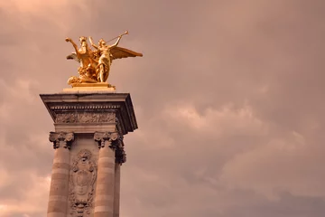Photo sur Plexiglas Pont Alexandre III Colonne du pont Alexandre III à Paris, France