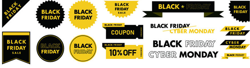 ブラックフライデー・サイバーマンデーセールのベクターグラフィックデザイン素材セット
