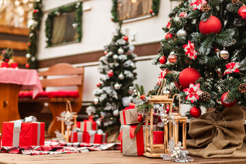 New Year's camping photo studio. Place for photo sessions. Open air.