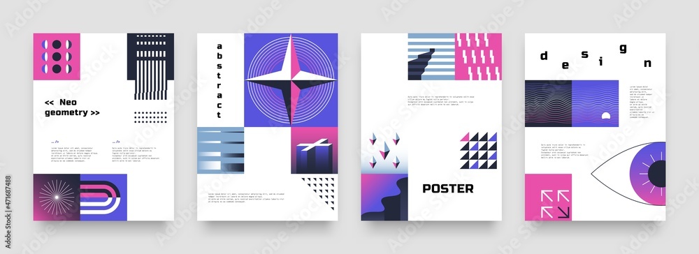 Aufkleber posters. abstract minimalistic contemporary geometric elements, primitive minimalistic forms, placar