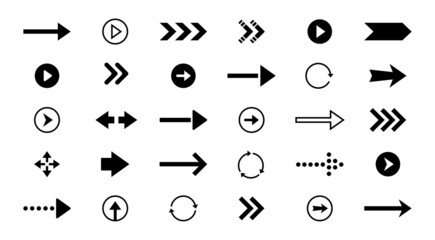 Interface arrows. Black isolated web and application UI symbols for navigation orientation and direction, left right up down, back forward and download. Vector icon se