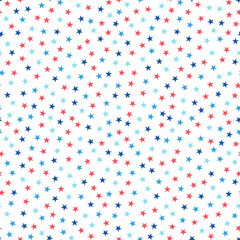 Seamless pattern with red and blue stars