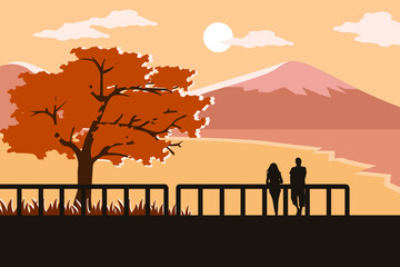 silhouette of a couple in the park
