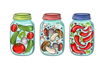 Canned vegetables in a jar insulated on a white background